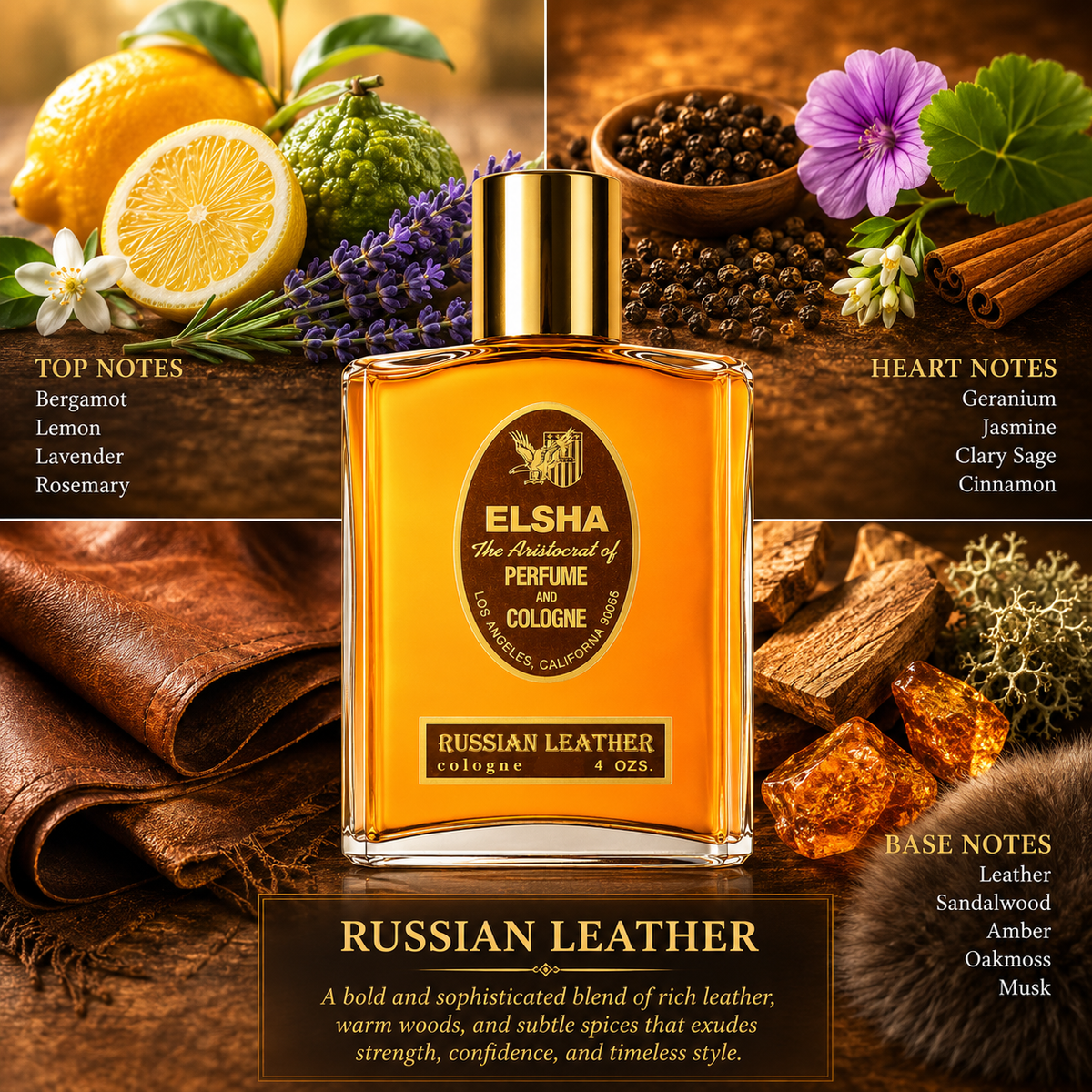 ELSHA RUSSIAN LEATHER-New Customer-4 FL ounces